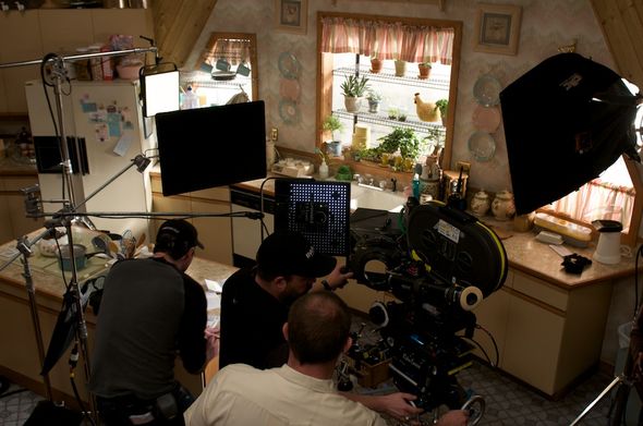 Filming the title sequence