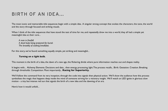 I: Birth of an idea written concept