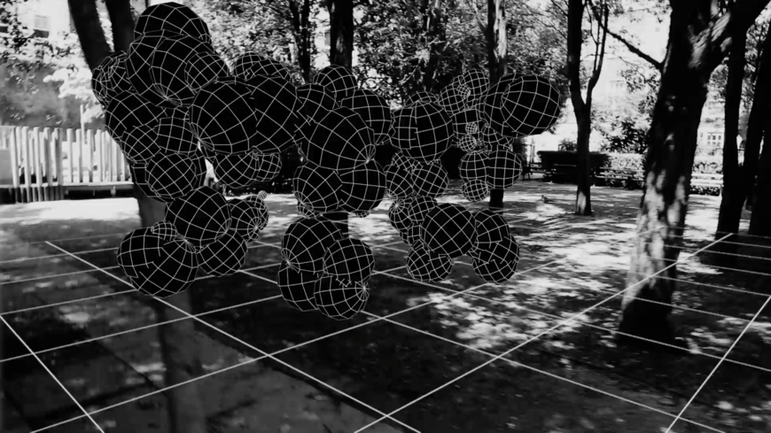IMAGE: Still – Making-of – Bubble guys wireframes among trees